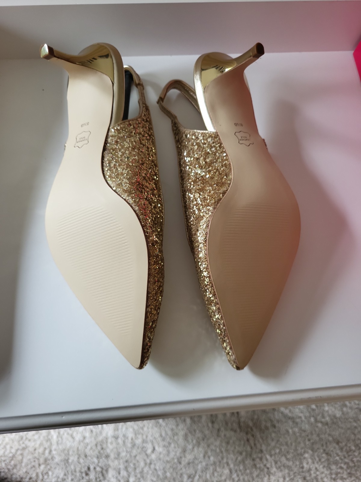 Lilly  Pulitzer Shaina GOLD GLITTER METALLIC Slingback KITTEN HEELS 8.5 NIB