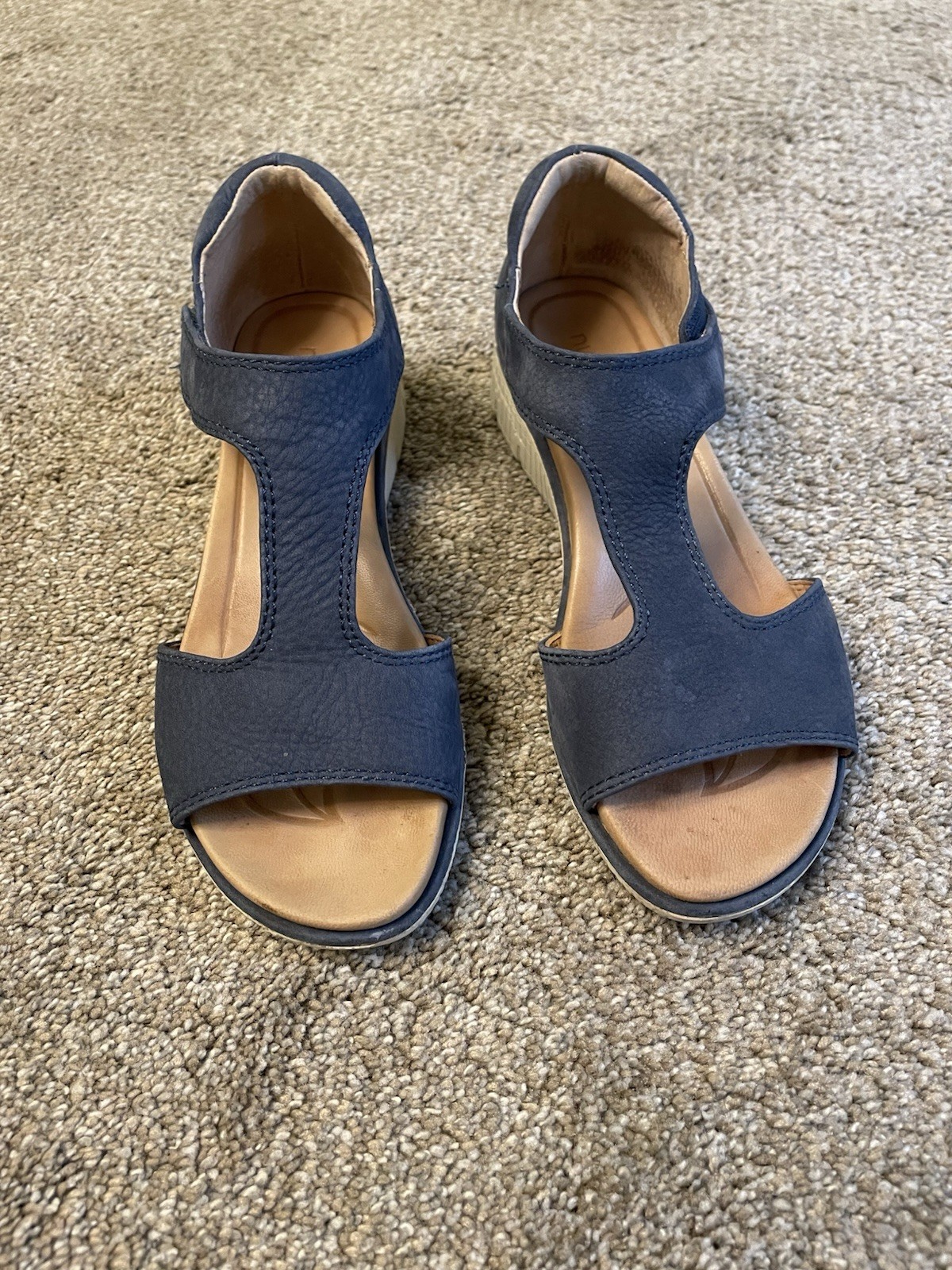 Nurture By Lamaze Leather Wedge Sandals In Navy Blue Size 6.5 M Comfortable