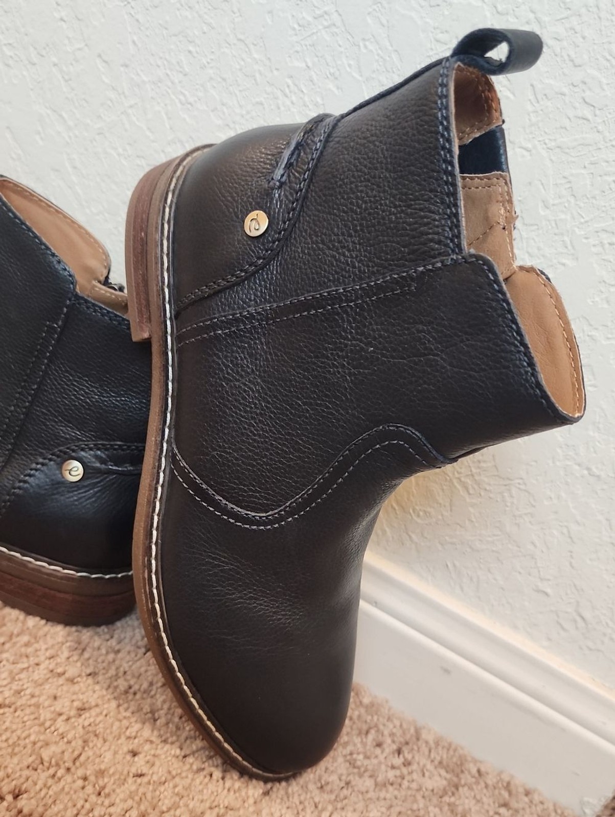 Easy Spirit Juna Women’s Leather Ankle Boots 7.5M Dark Navy Blue