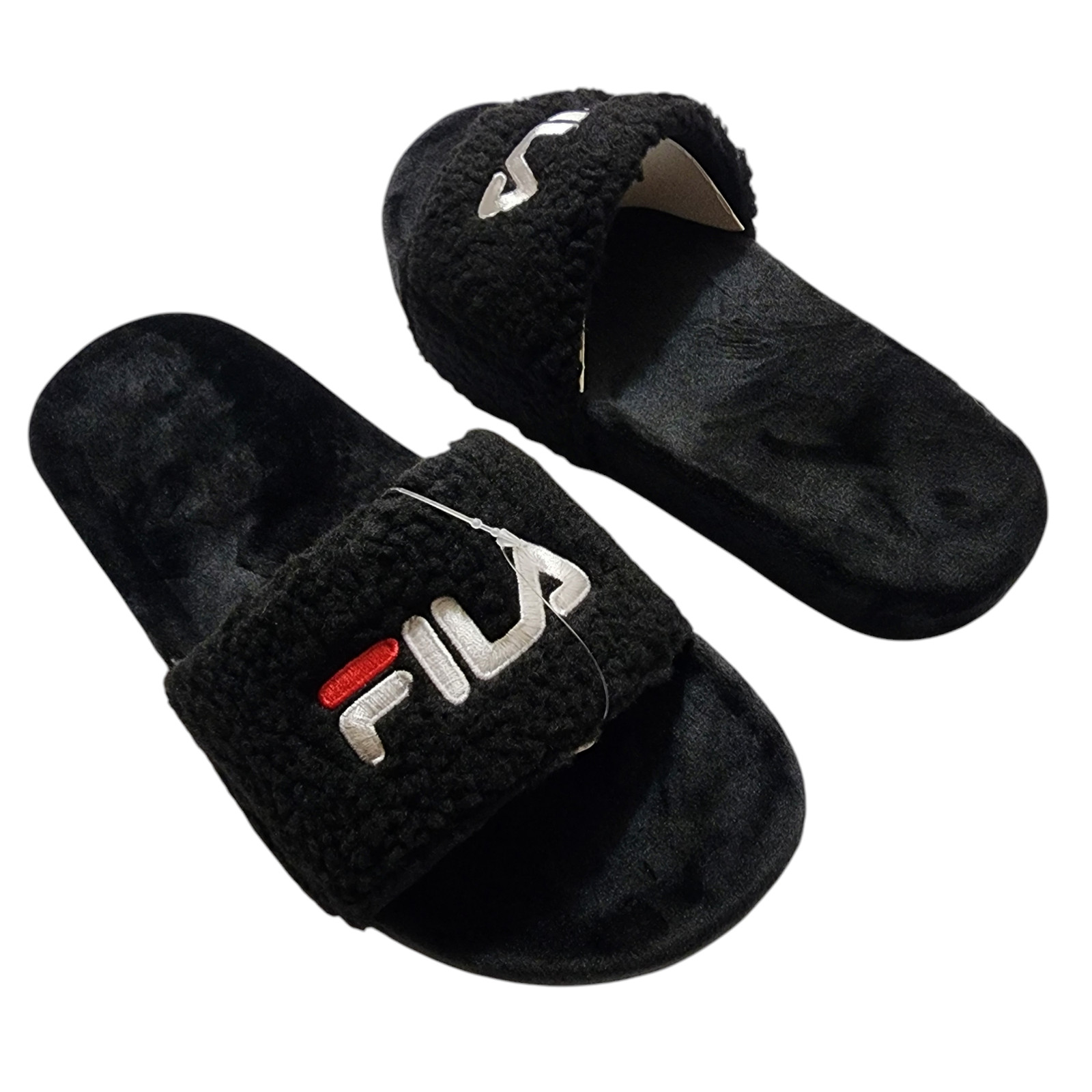 Fila Fuzzy Drifter Women Slide Sandals Black Size 5
