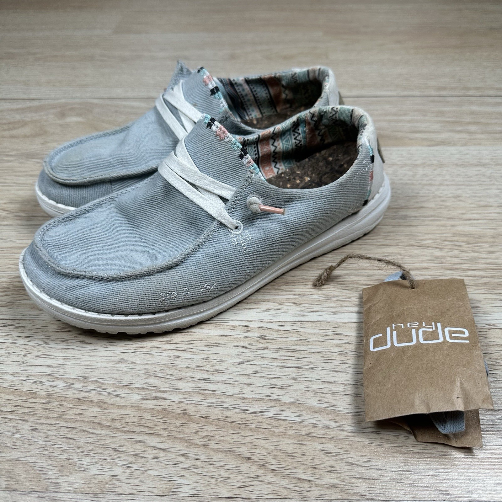 Hey Dude Wendy Boho Light Denim 121412412 Women’s Size 6 Slip On Loafers