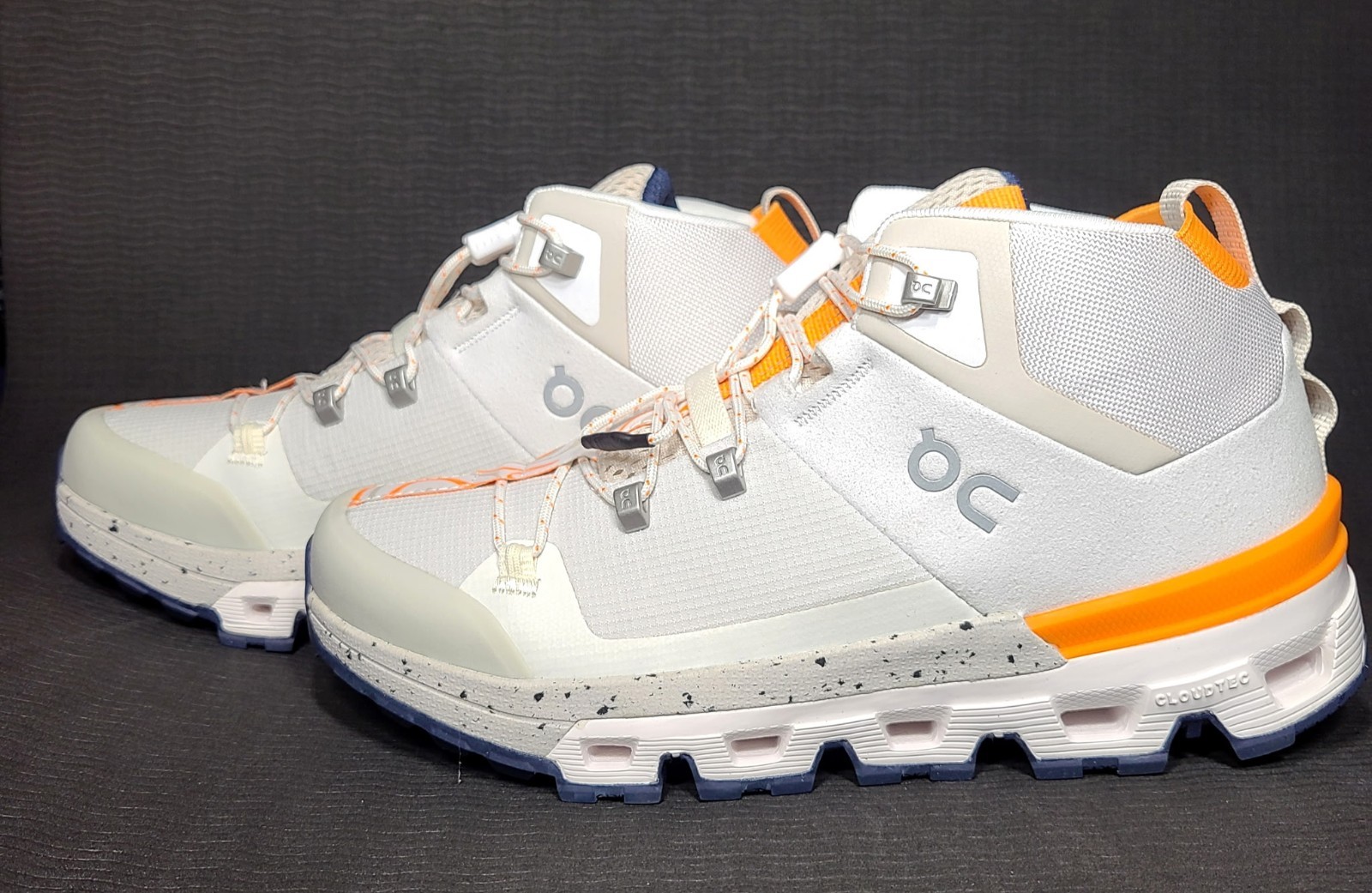 On Cloudtrax Mid Waterproof Frost White Orange Hiking Shoes Women’s US 5 EU 36