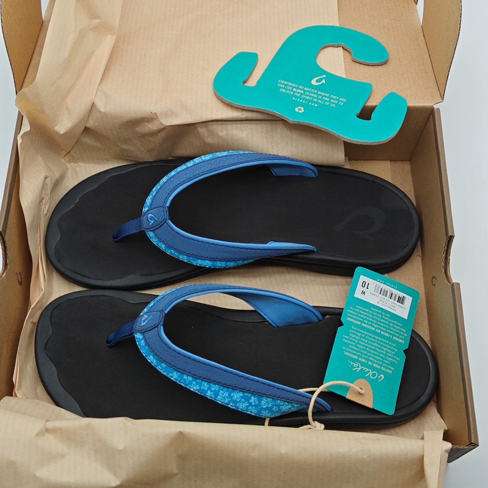 OluKai Women’s Ohana Koa 20368 Navy/Black Flip Flop Beach Sandals SZ 6/7/8/9/10