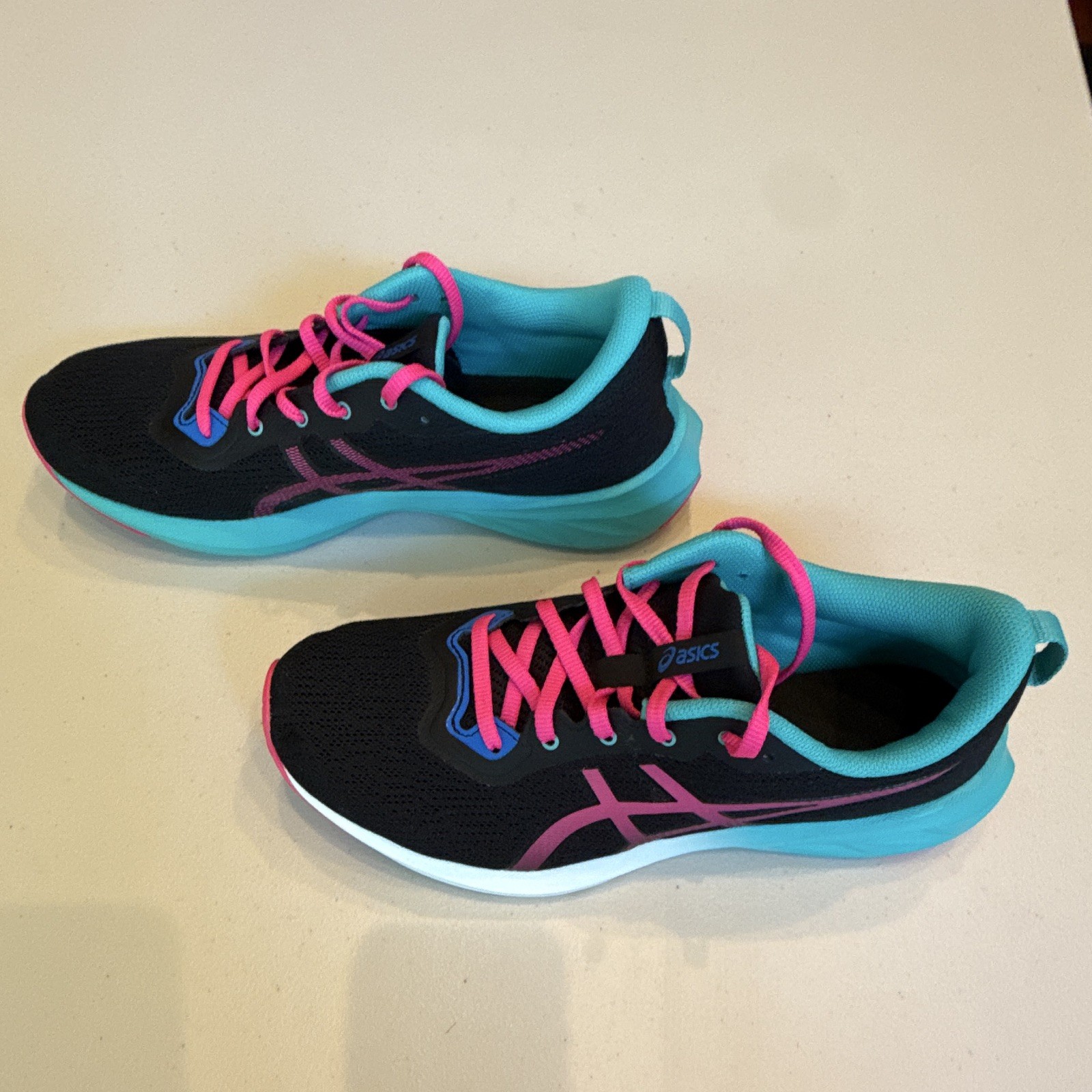 ASICS Women’s Athletic Sneaker Lace-Up Low Top Black Pink Blue Style 1012B368