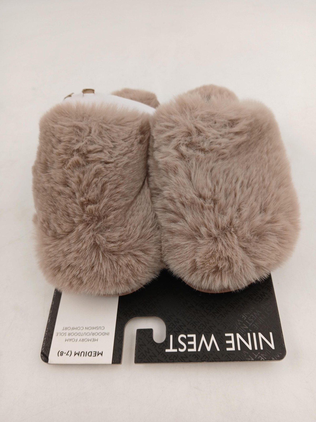 Nine West Slippers Womens Size 7-8 Medium Tan Faux Fur Memory Foam Indoor