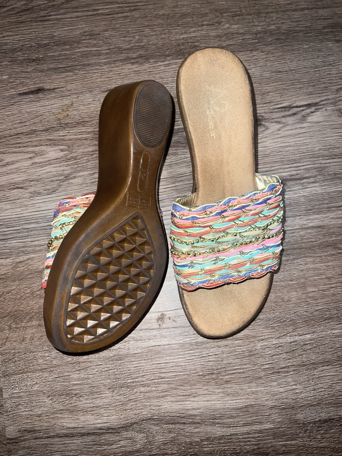 Aerosoles A2 Say Yes Woven Sandals 6.5 Wedge Heel Colorful Boho Festival Classic