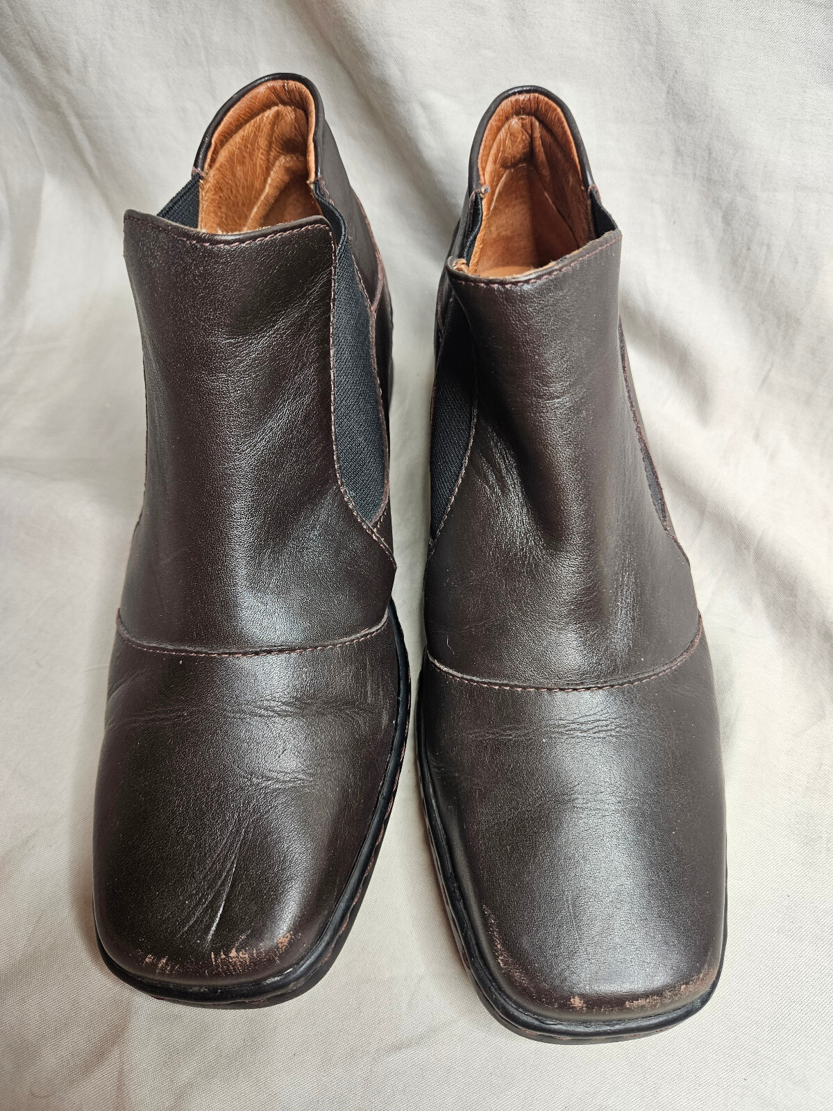 Josef Seibel Chelsea Boots Womens EUR 38 US 7 – 7.5 Brown Leather Sqaure Toe