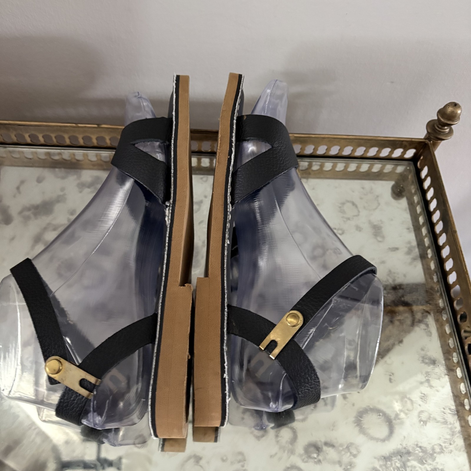 Kino Sandals Shoes Womens Size 6 Black Strappy Buckle Leather Handmade Key West