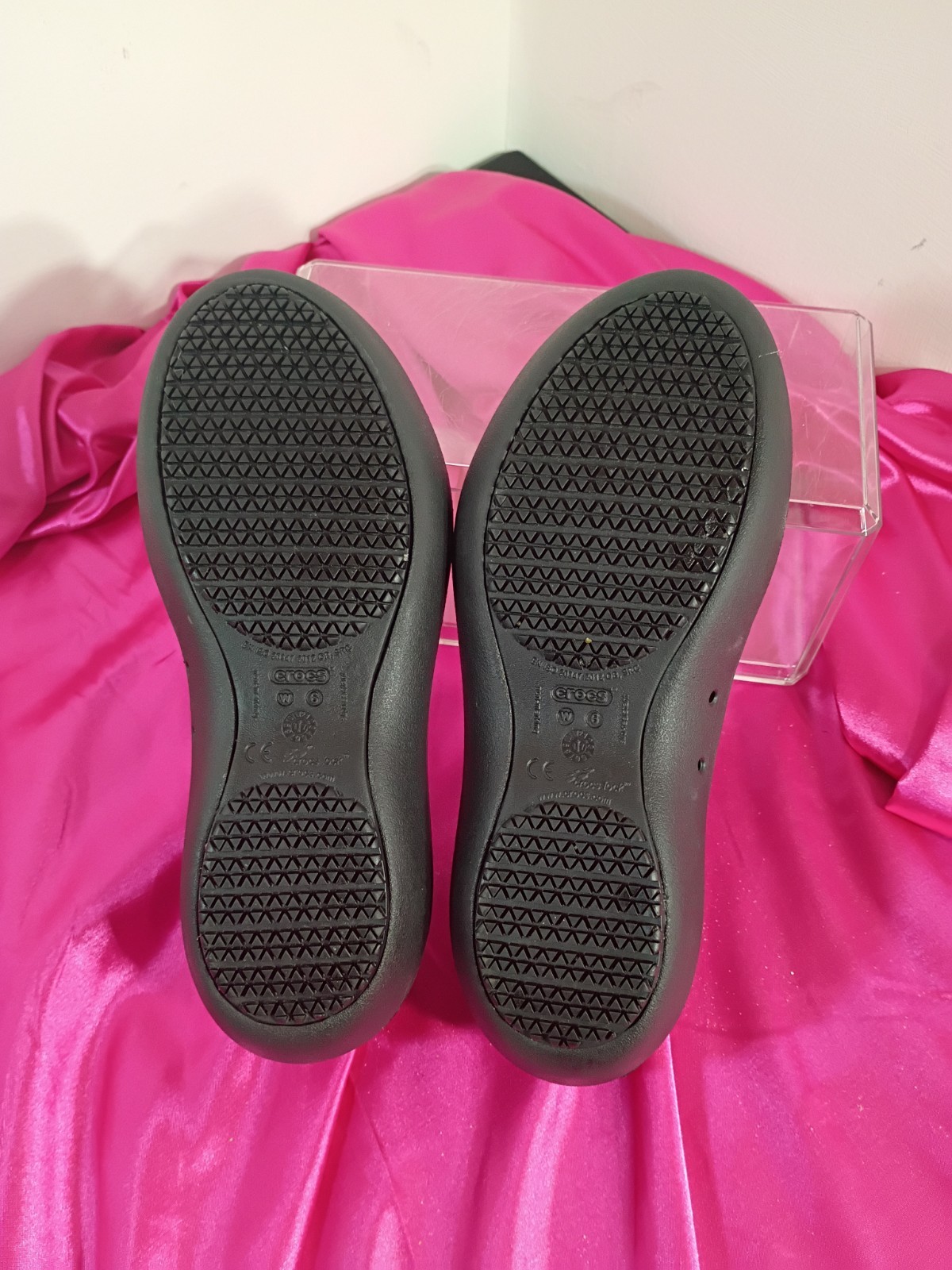 Crocs At Work Slip Resistant Ballet Flats Women 6 Black Rubber Slip On Shoe