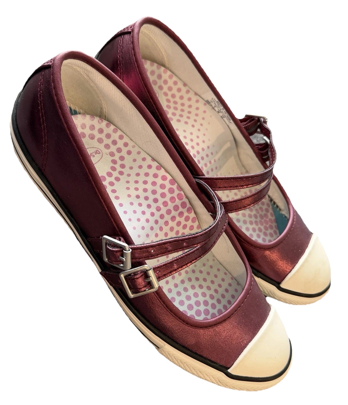 Converse Dainty Mary Jane Shoes Size 7 Burgundy Metallic *See Insoles*