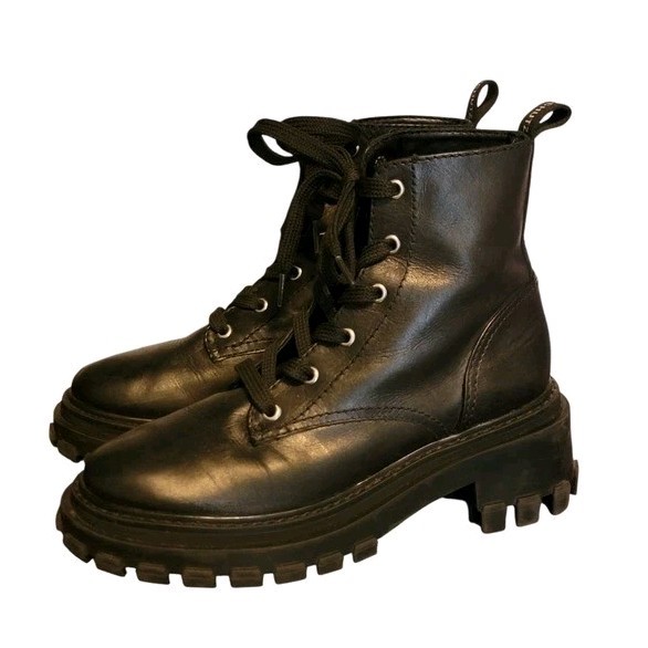 Schutz Orly Black Platform Combat Boots 5.5B NEW