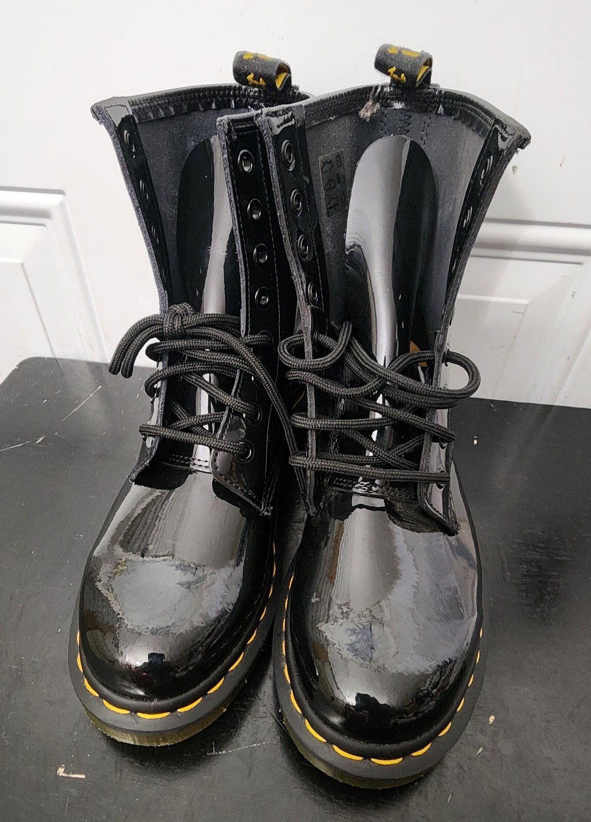 Dr. Martens 1460 Pascal Virginia Patent Leather Boots for Women, Size US 8