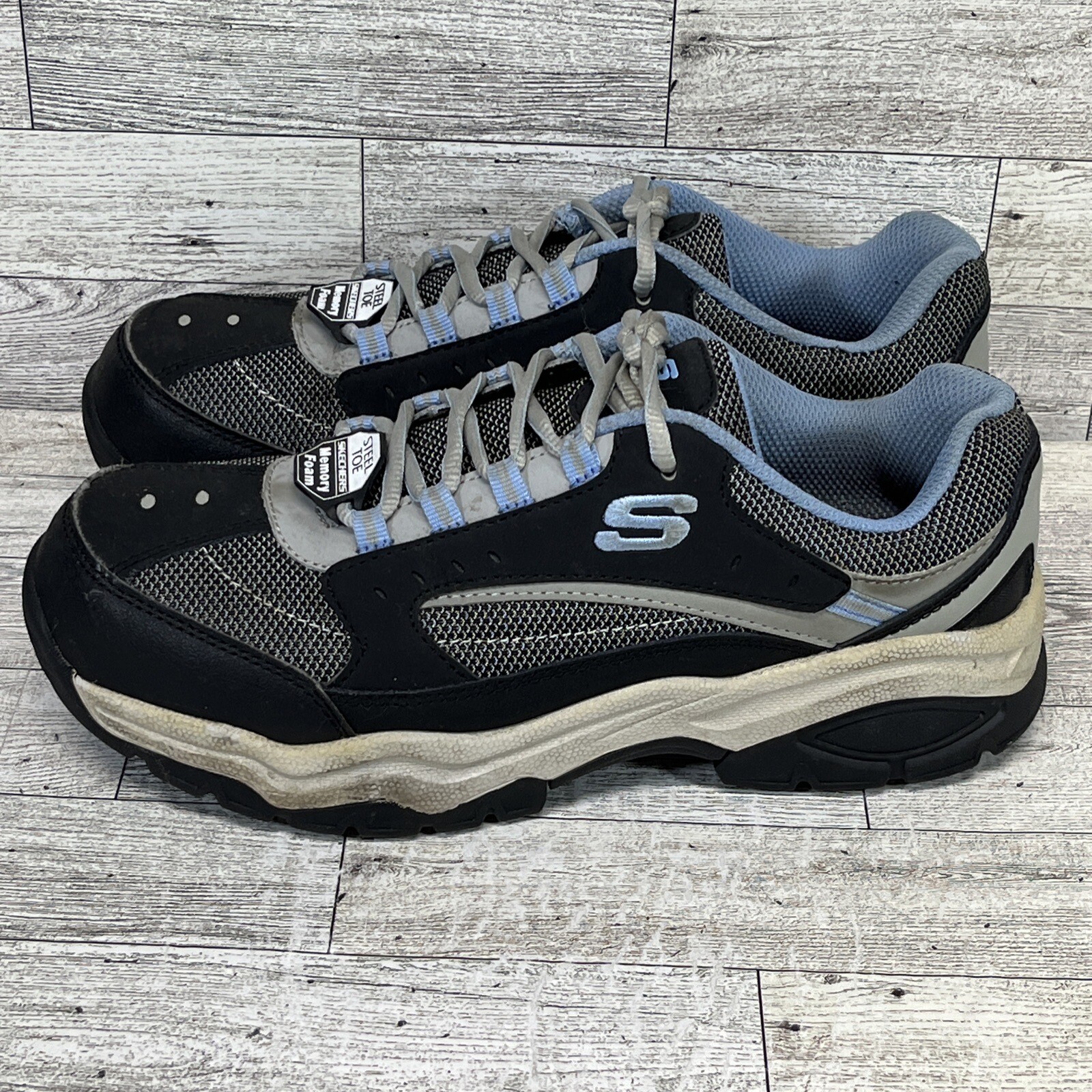 Skechers Steel Toe Work Shoes Slip Resistant Blue Black 76601 Women Size 8.5