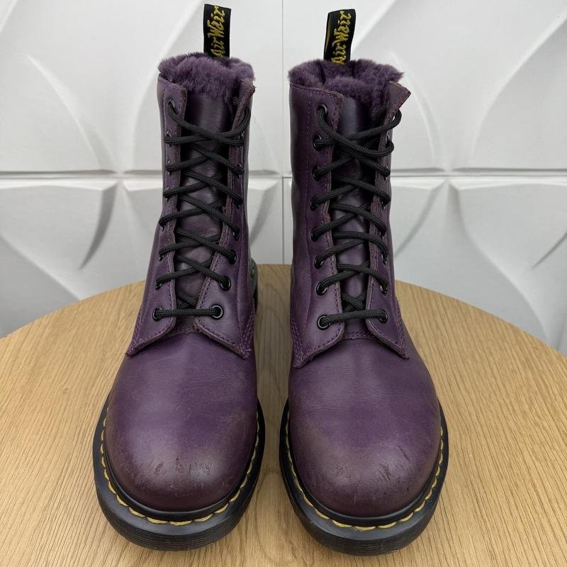 Women Dr Martens Boots Purple Leather 41 #3KE4