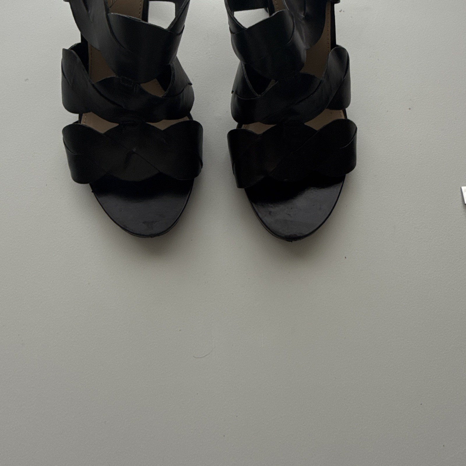 Via Spiga Women’s Black Leather Open Toe Strappy Slingback Stiletto US 7