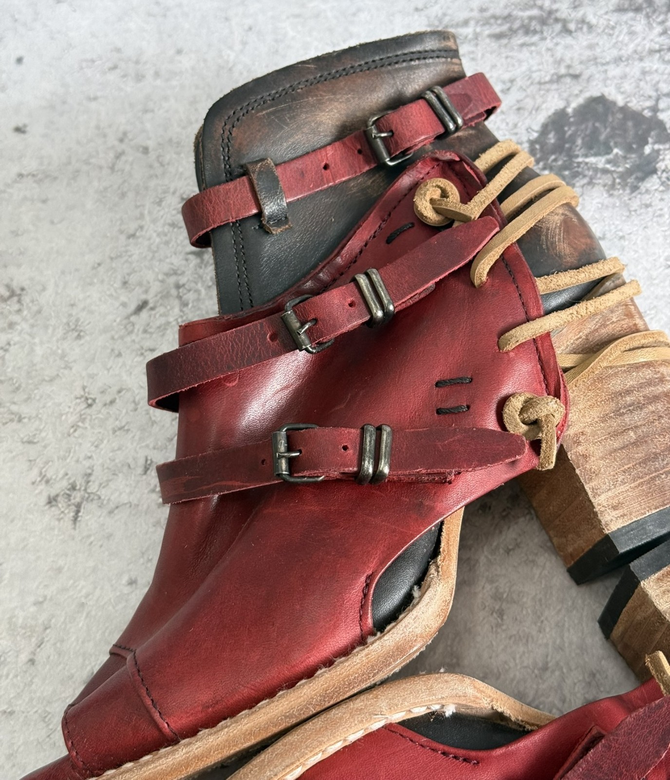 Freebird by Steven Carter Red Sandals Women’s Leather Strappy Boho Biker US 7