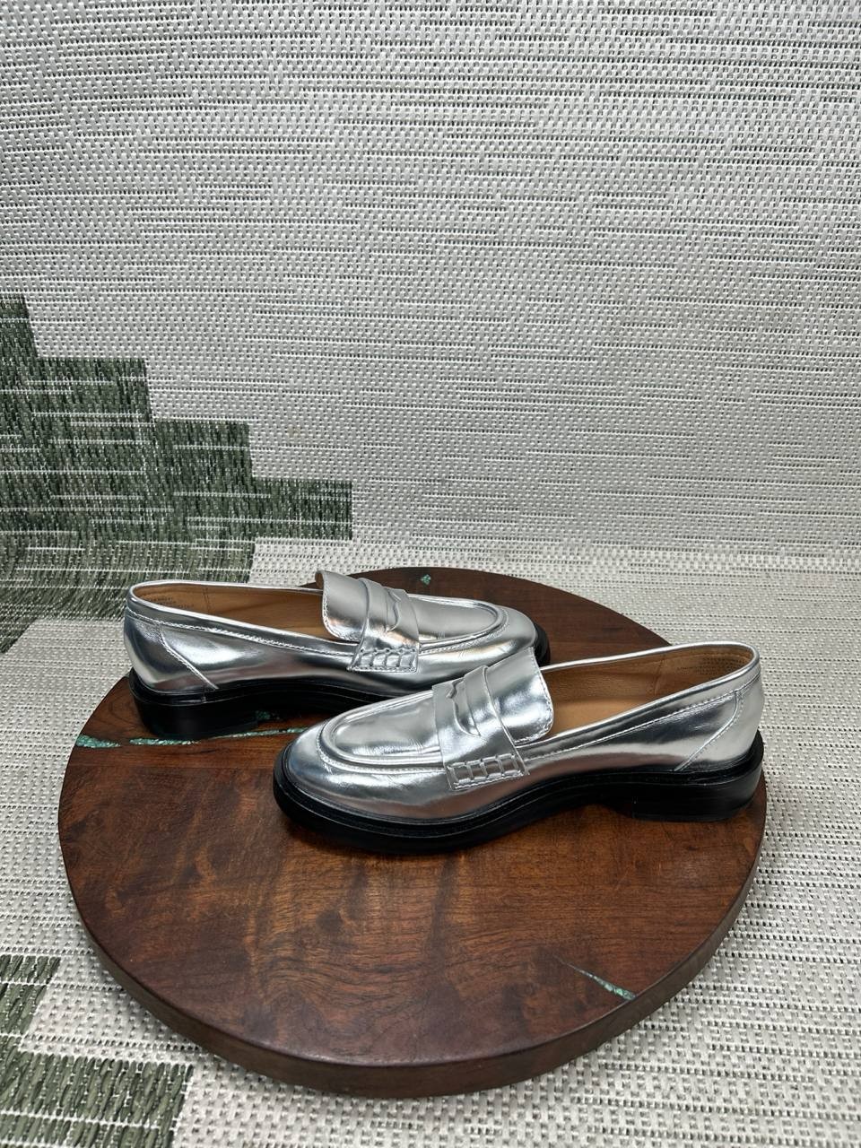 Madewell Shoes Womens Size 6 The Vernon Loafer Silver Specchio Leather Slip On