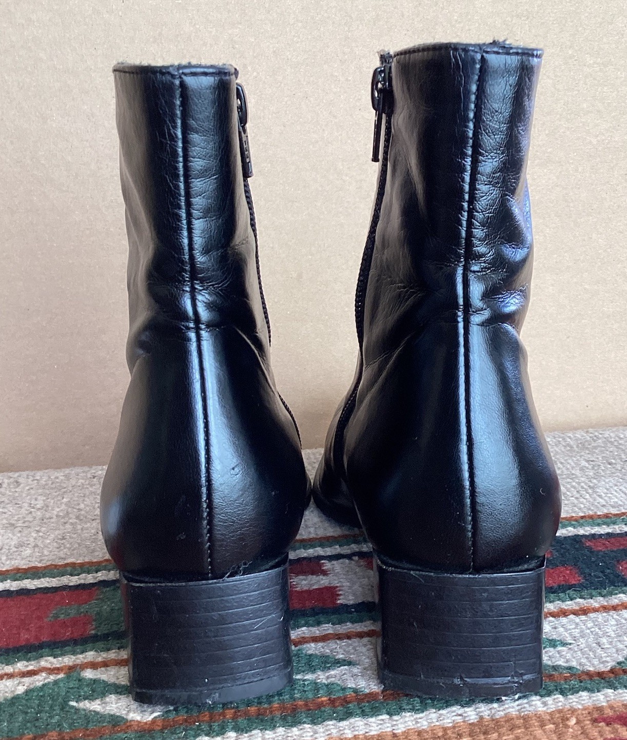 Paul Green Women’s Black Leather Ankle Boots Sz 5.5 Made in Austria Zip Comfort