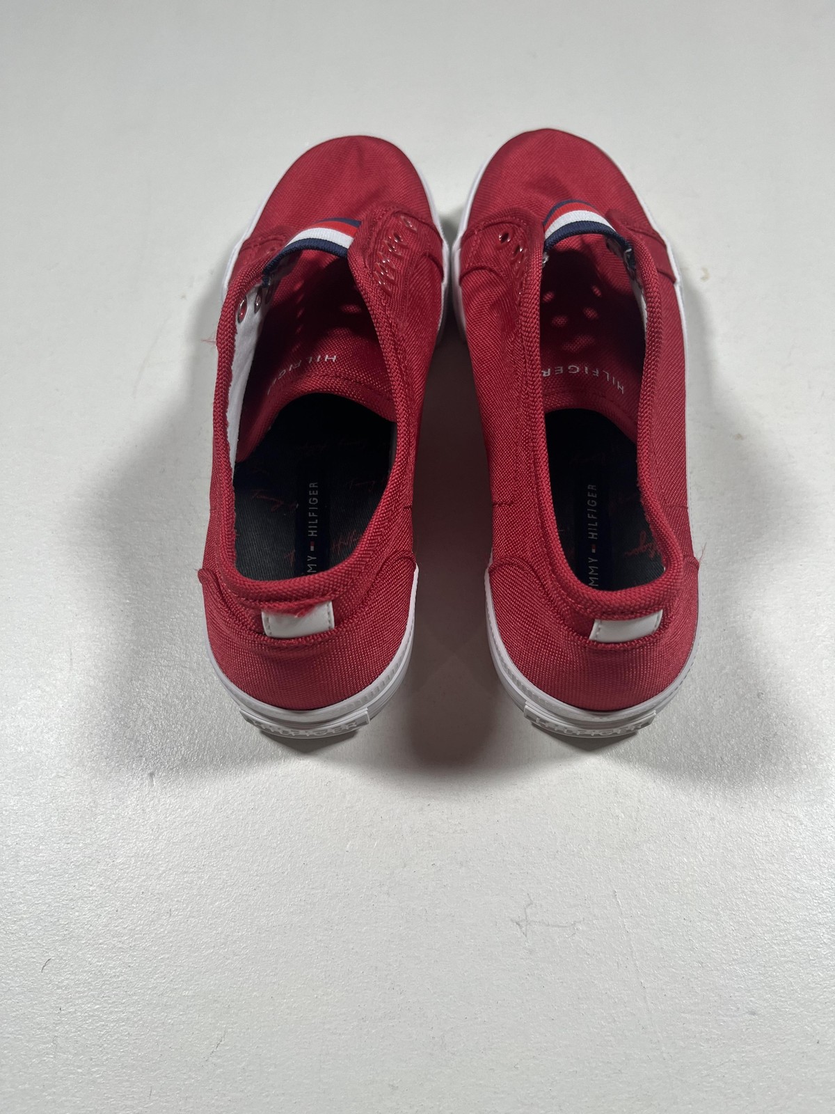 Tommy Hilfiger Shoes Size 7.5 Red Canvas Slip On Elastic Stripe Casual