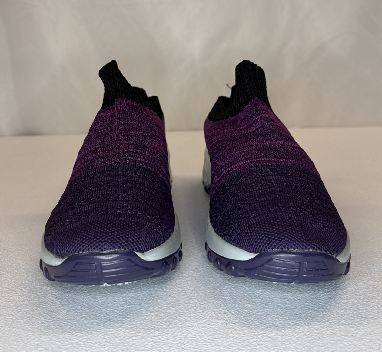 Women’s Walking Shoes Purple Knit Air Cushion Sock Sneakers Size 42