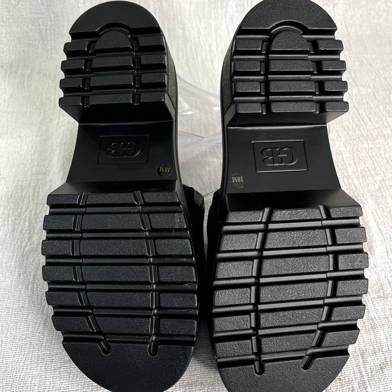 Leather Black Padded Lug Sole Platform Slide Sz 10 Womens Chunky Punk Grunge NEW