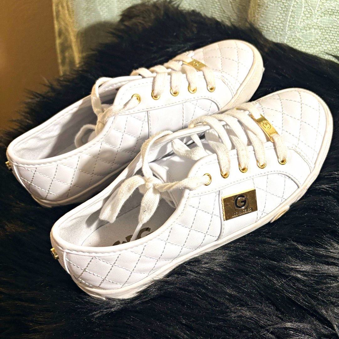 GC White Quilted Low Top Lace-Up Sneaker Casual Athletic Men’s