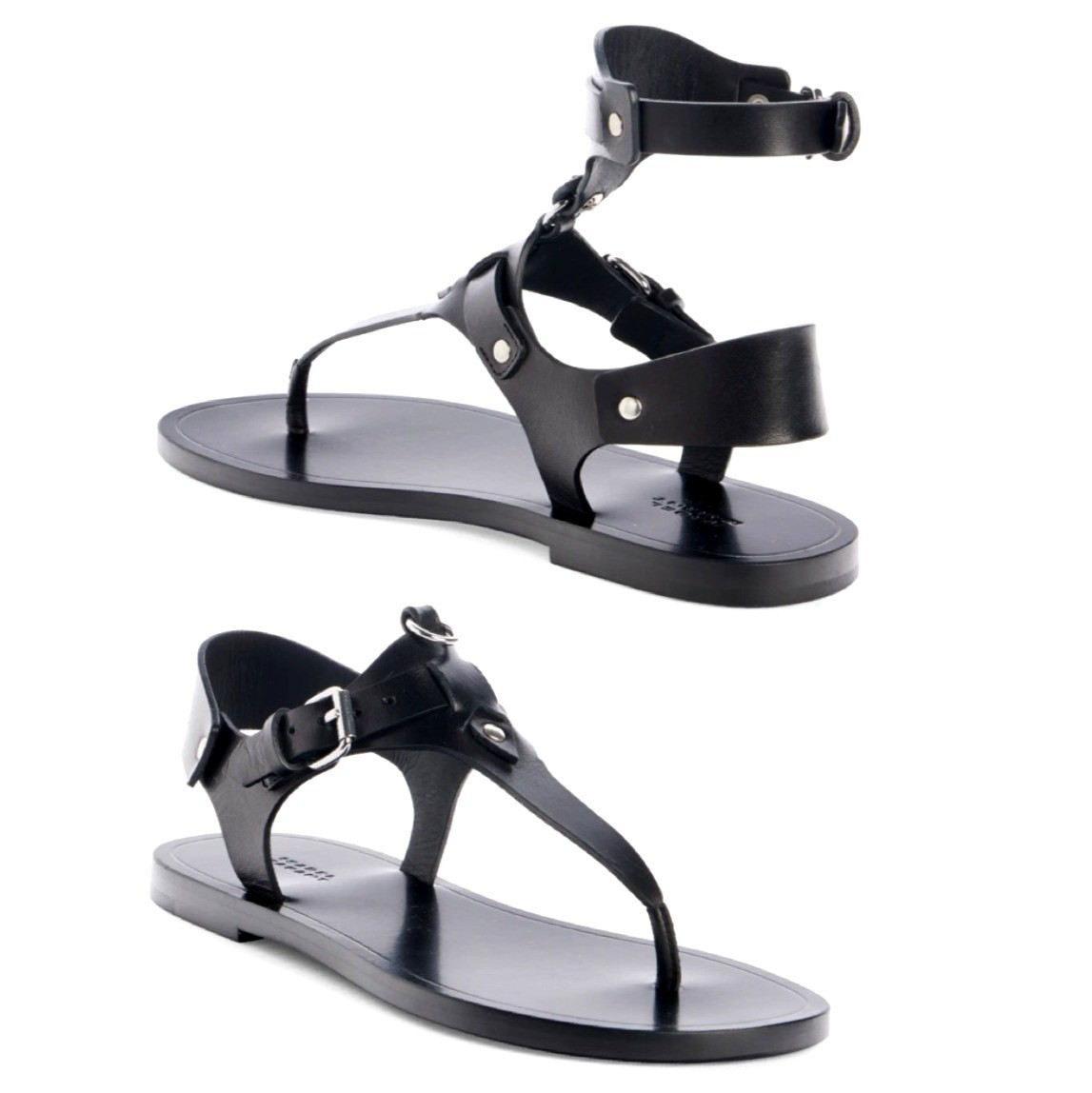 Isabel Marant Eveen Black Leather Gladiator Sandals Removable Ankle Strap Sz 36