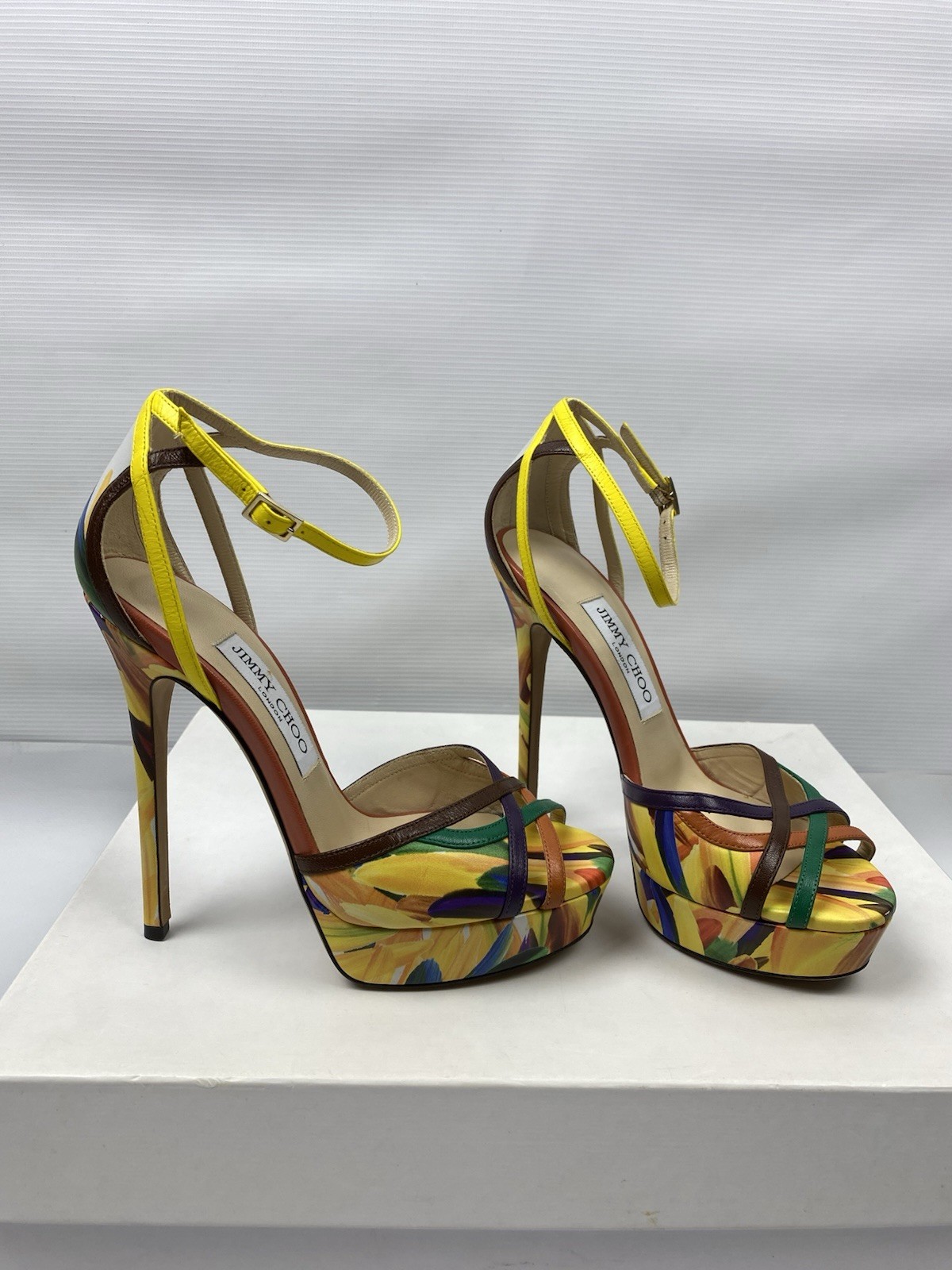 Jimmy Choo Multicolor Strappy Stiletto Sandals Heels Shoes EU 36 37 US 6 7