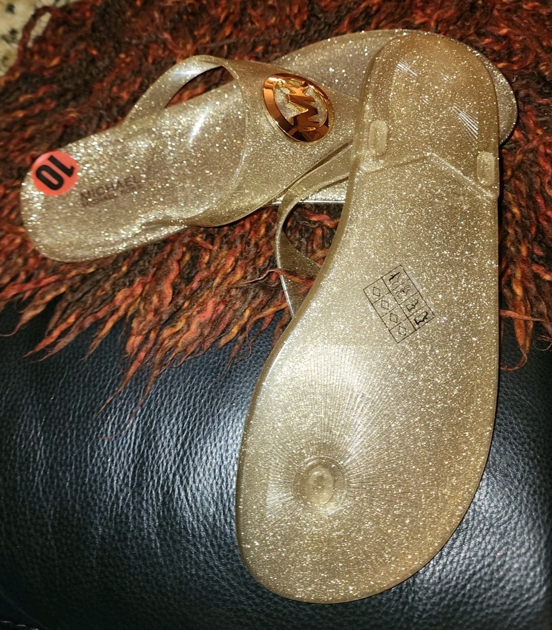 Michael Kors Lillie Jelly Sandals Women’s sz 10 Slip-on Gold Sparkles NWT Rare!