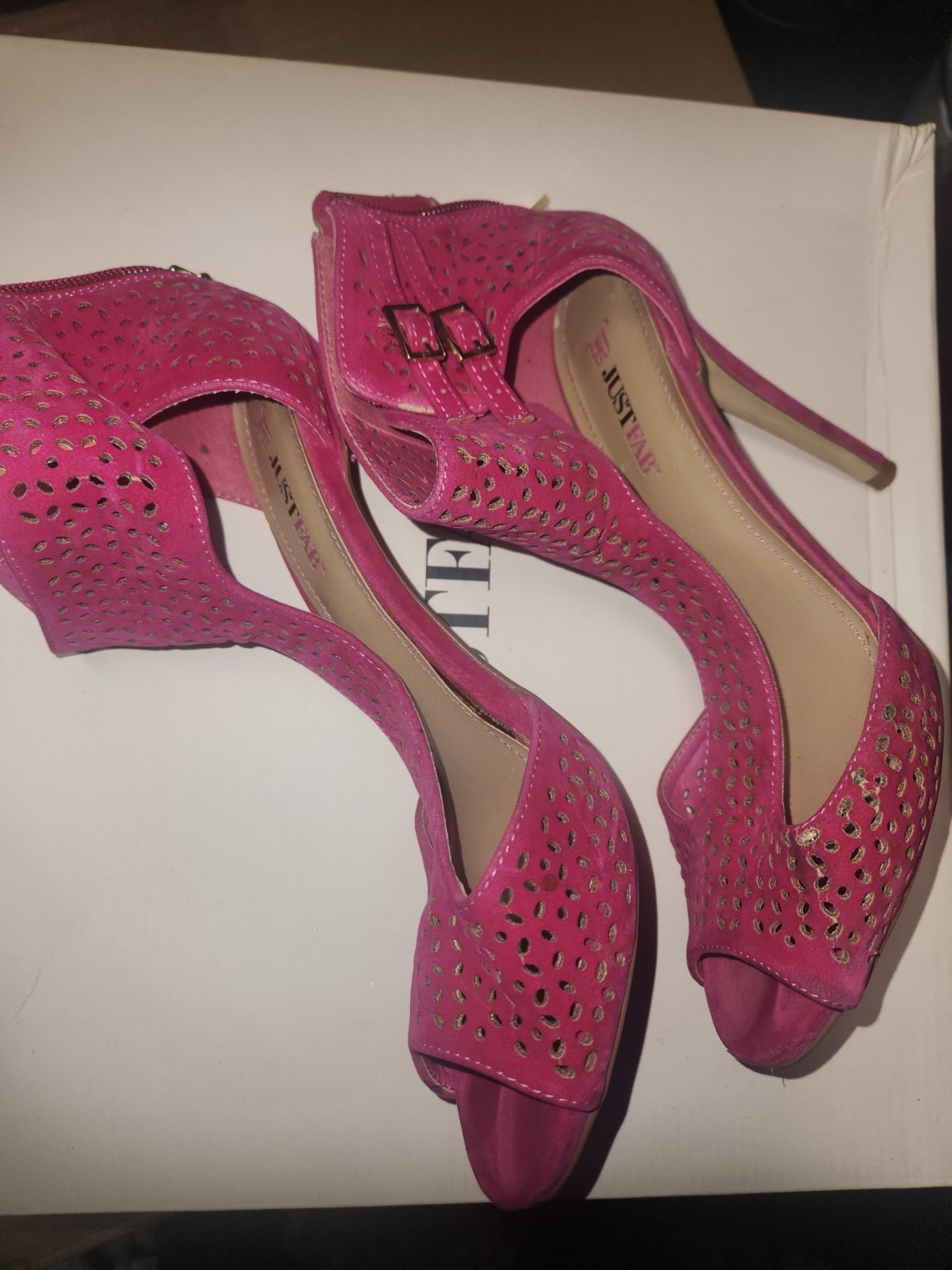 Just Fab Ceria- Pink Peep toe and ankle strap Heel- Size 8