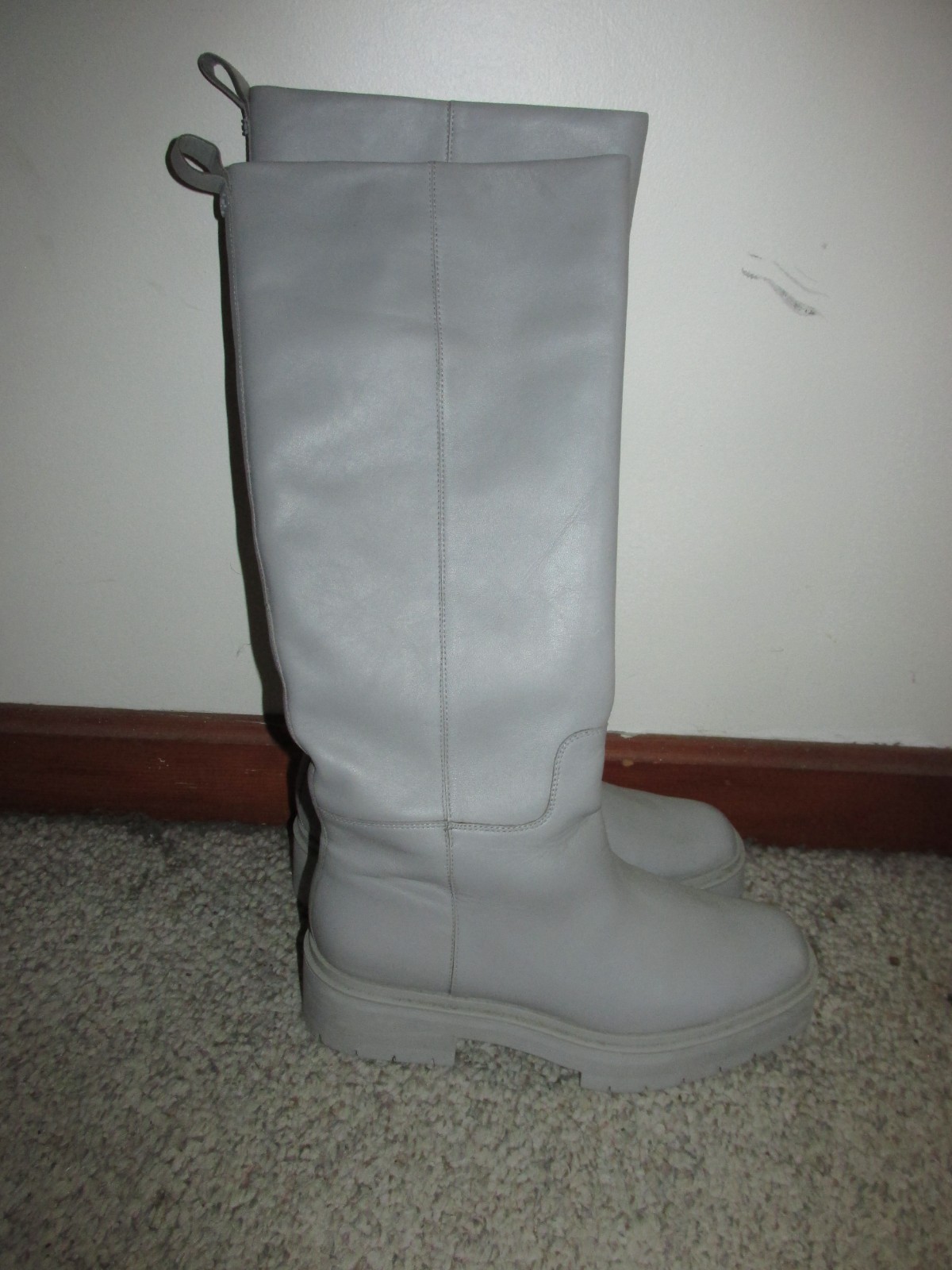 Sam Edelman Larina Gray Leather Platform Boots Size 13 M Used Good