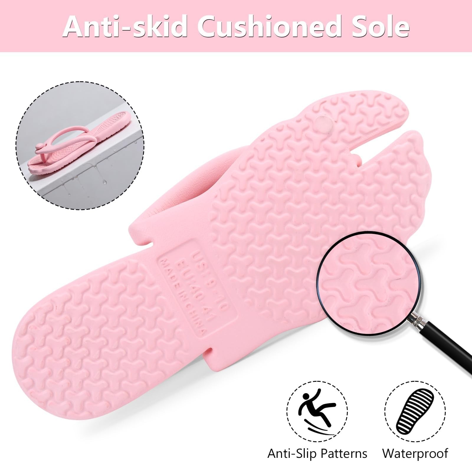 ZOORON Flip Flops for Women Men Travel Slippers Shower Shoes Foldable Bathroo…