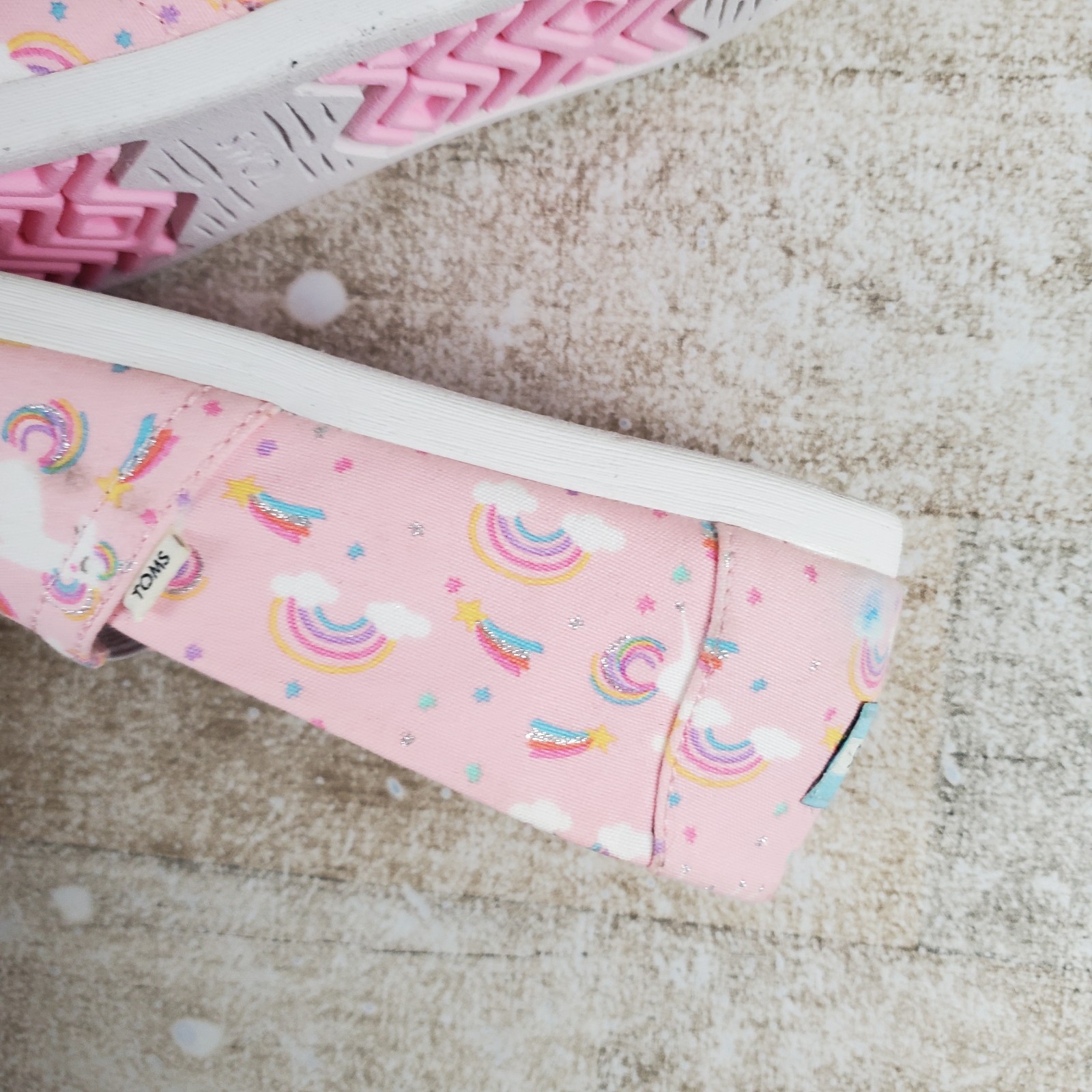 Toms Alpargata Womens Shoes Sz 6 Pink Almond Blossom Unicorn Print Slip On Flats