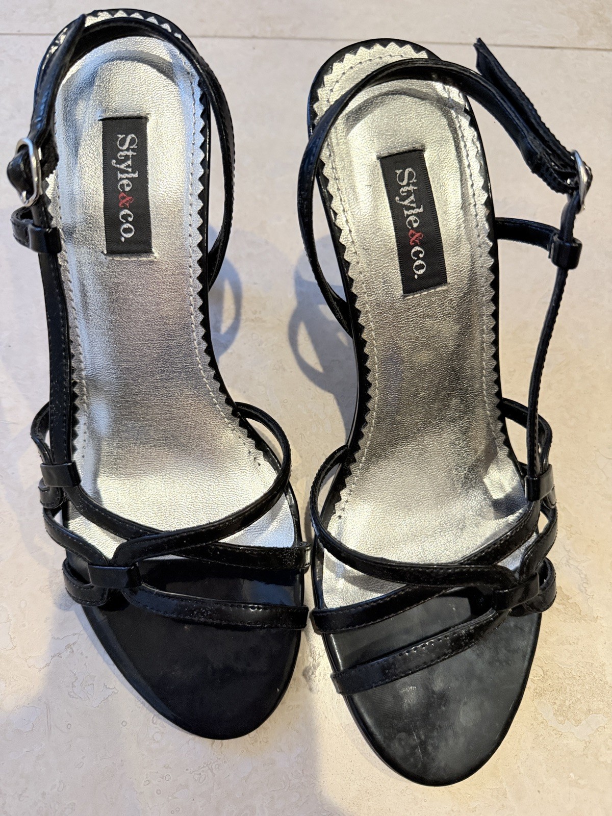 Style & Co High Heels Gabriel Black 3 inch Womens 6.5 strap buckle pumps open