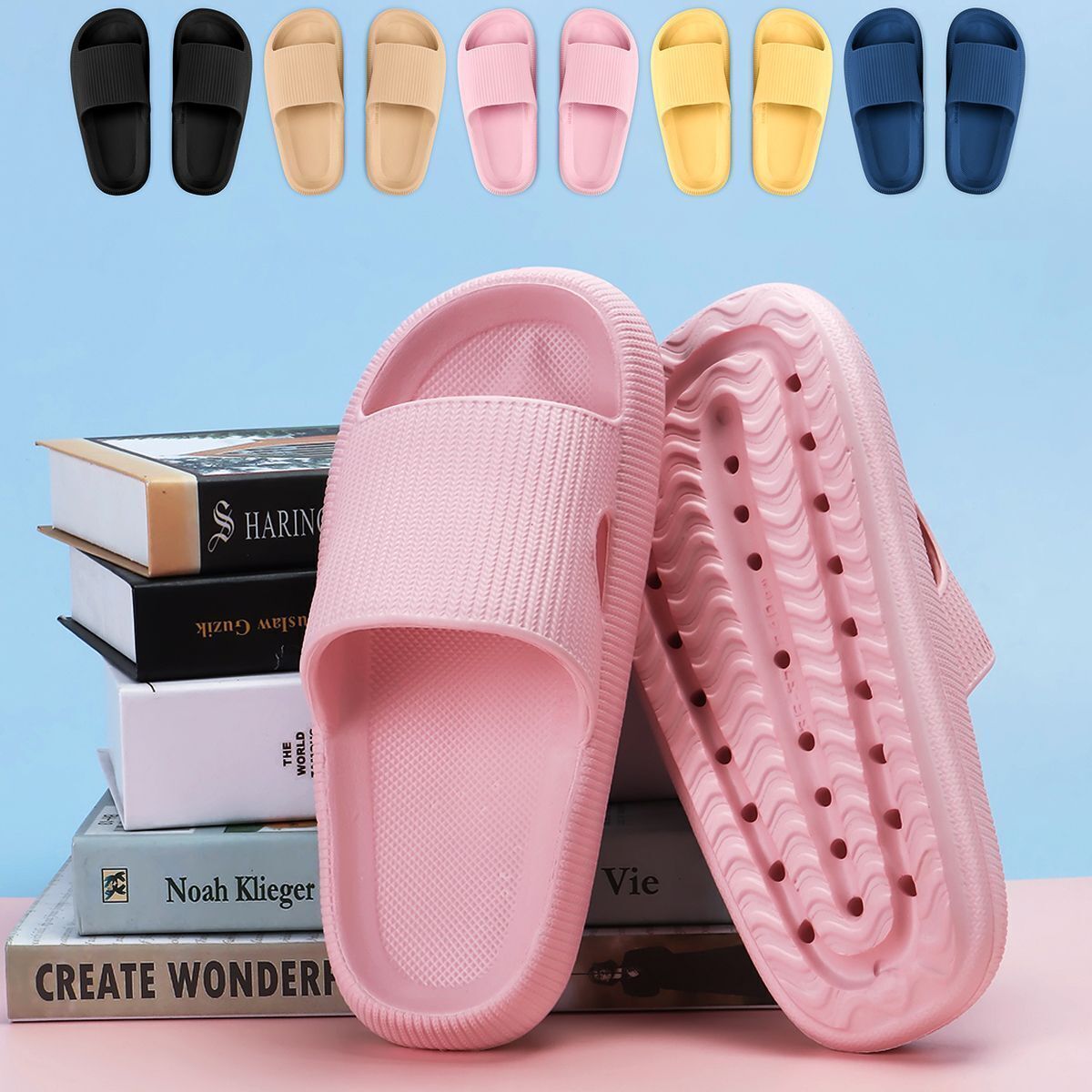Soft Home Sandals Thick Platform Bathroom Cloud Slippers Non-Slip Flops Unisex