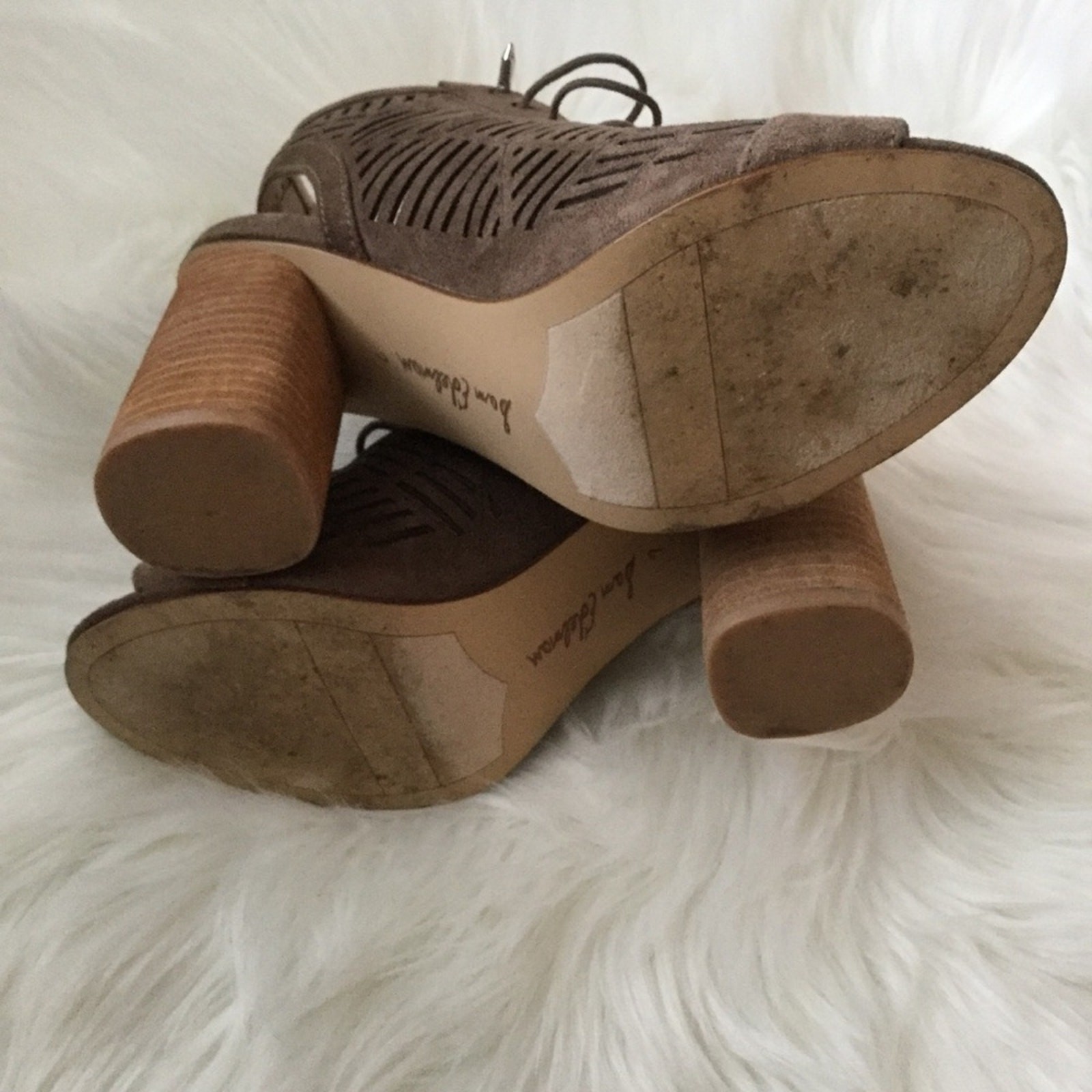 Sam Edelman Rocco Peep Toe Lace Up Block Heel Sandals Size 7