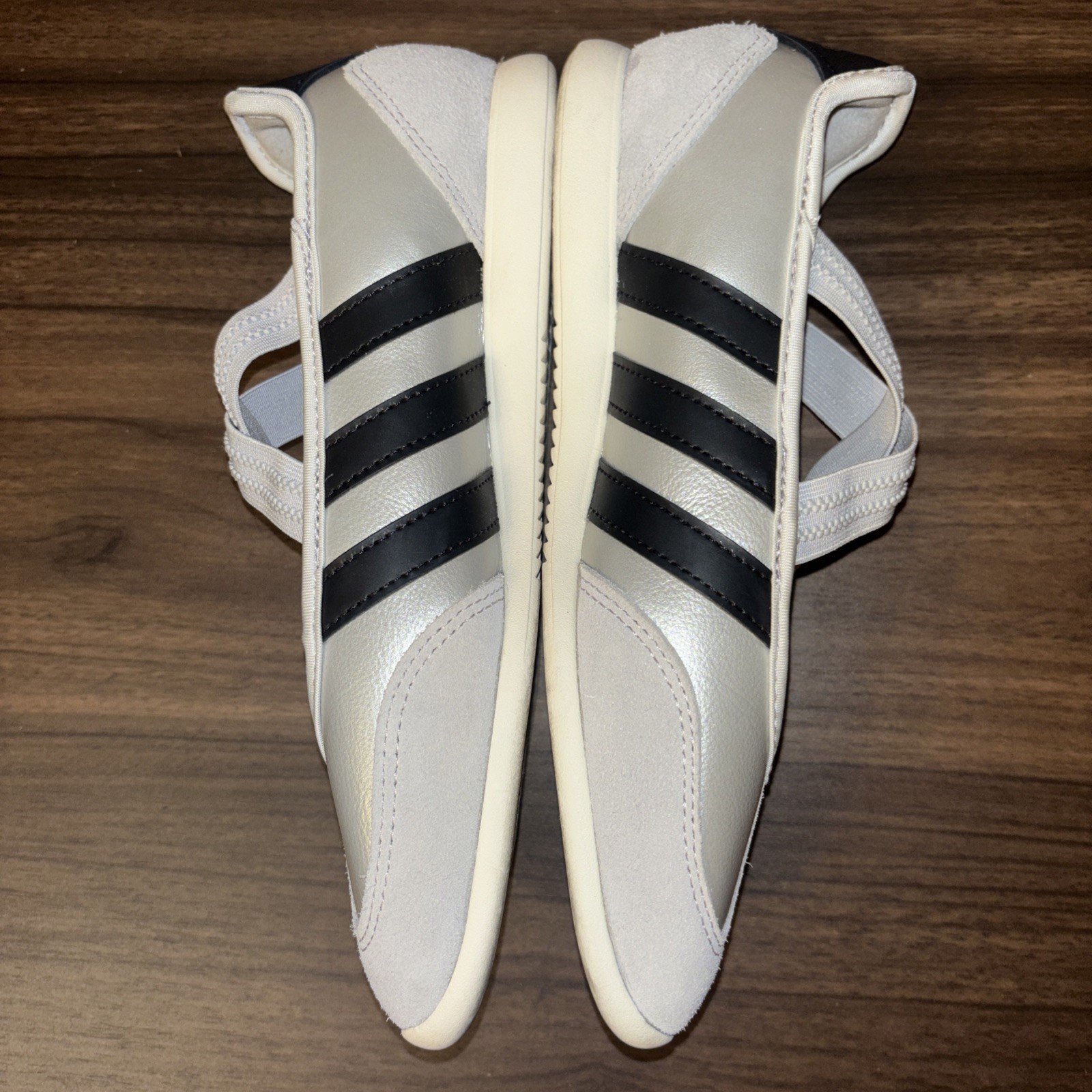 New adidas Barreda Sz 7 Mary Jane Silver Metallic Core Black Casual Shoes *read*
