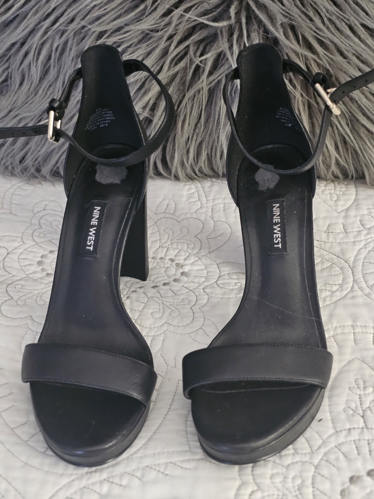 Nine West 7.5 Black Strappy Heels
