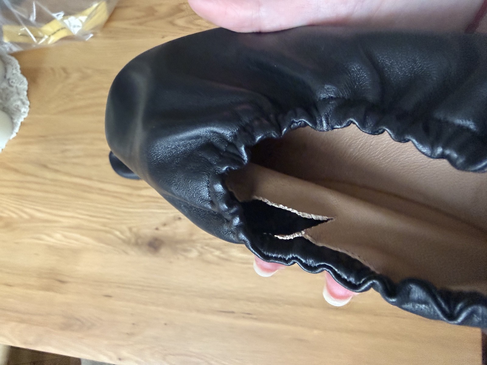 MANSUR GAVRIEL Black Leather Ruched Ballerina Glove Flat NWD Retail $495