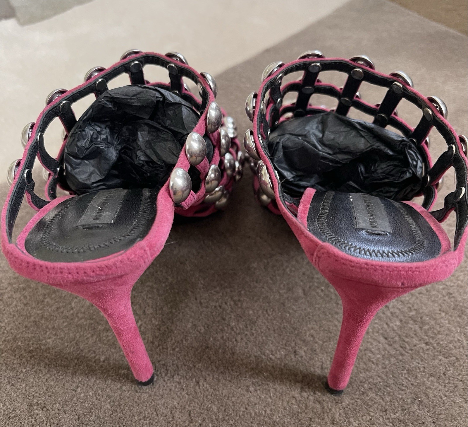 Alexander Wang Sudie Studded Suade Cage Mule Shoes Size 37
