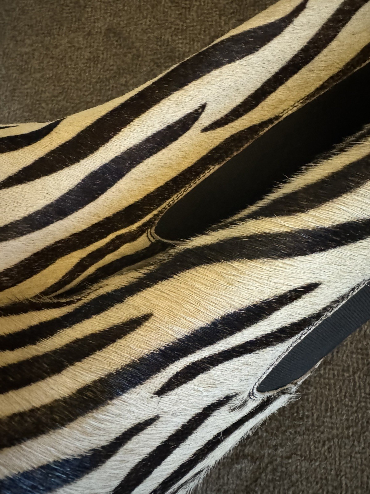 Y2K Soles Zebra Haircalf Chelsea Ankle Boots Women’s 7 Chunky Block Heel Vintage