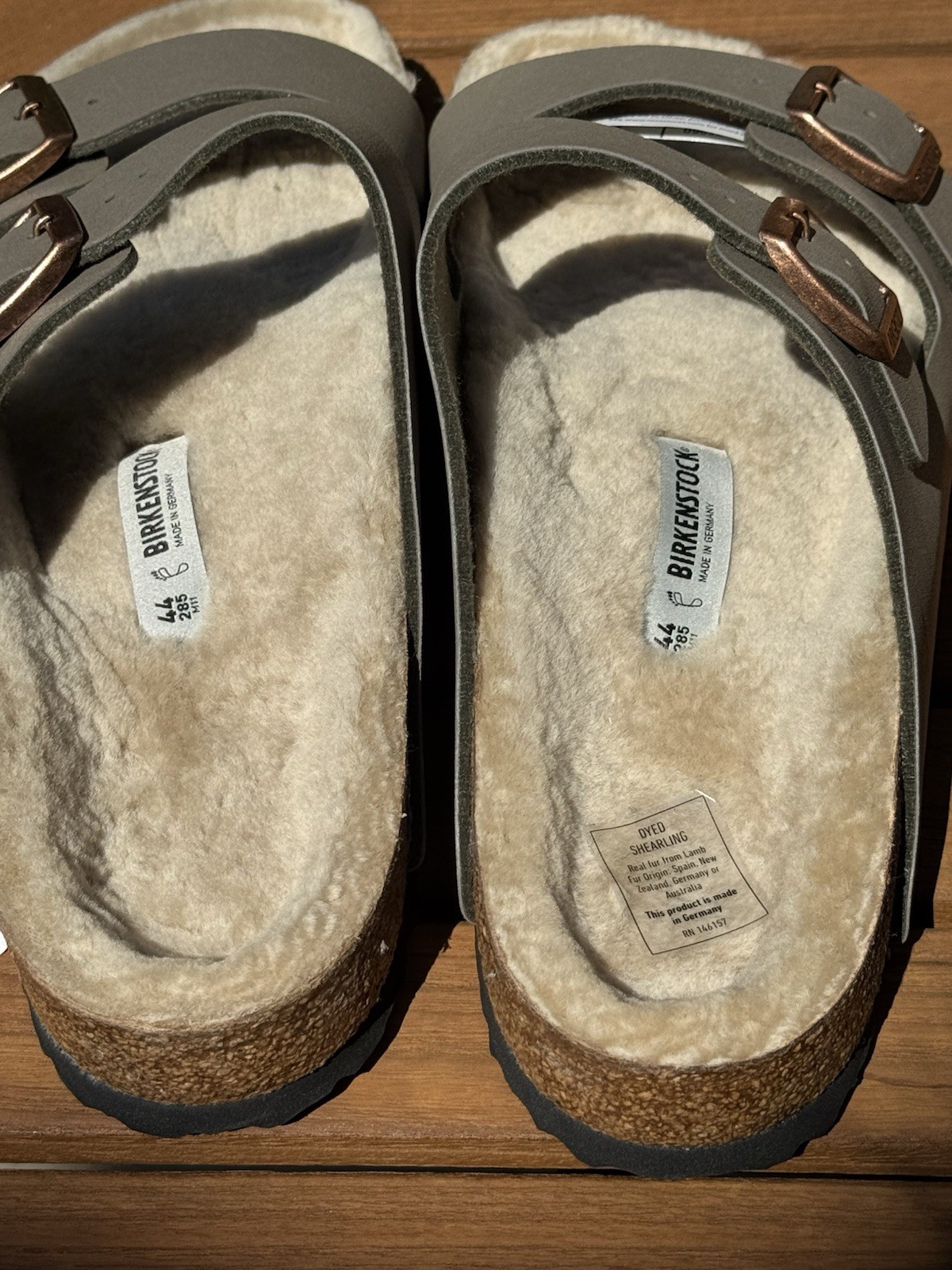Birkenstock Arizona Shearling Wool Clogs Sandals Taupe EU 40 US 9 Regular/Wide