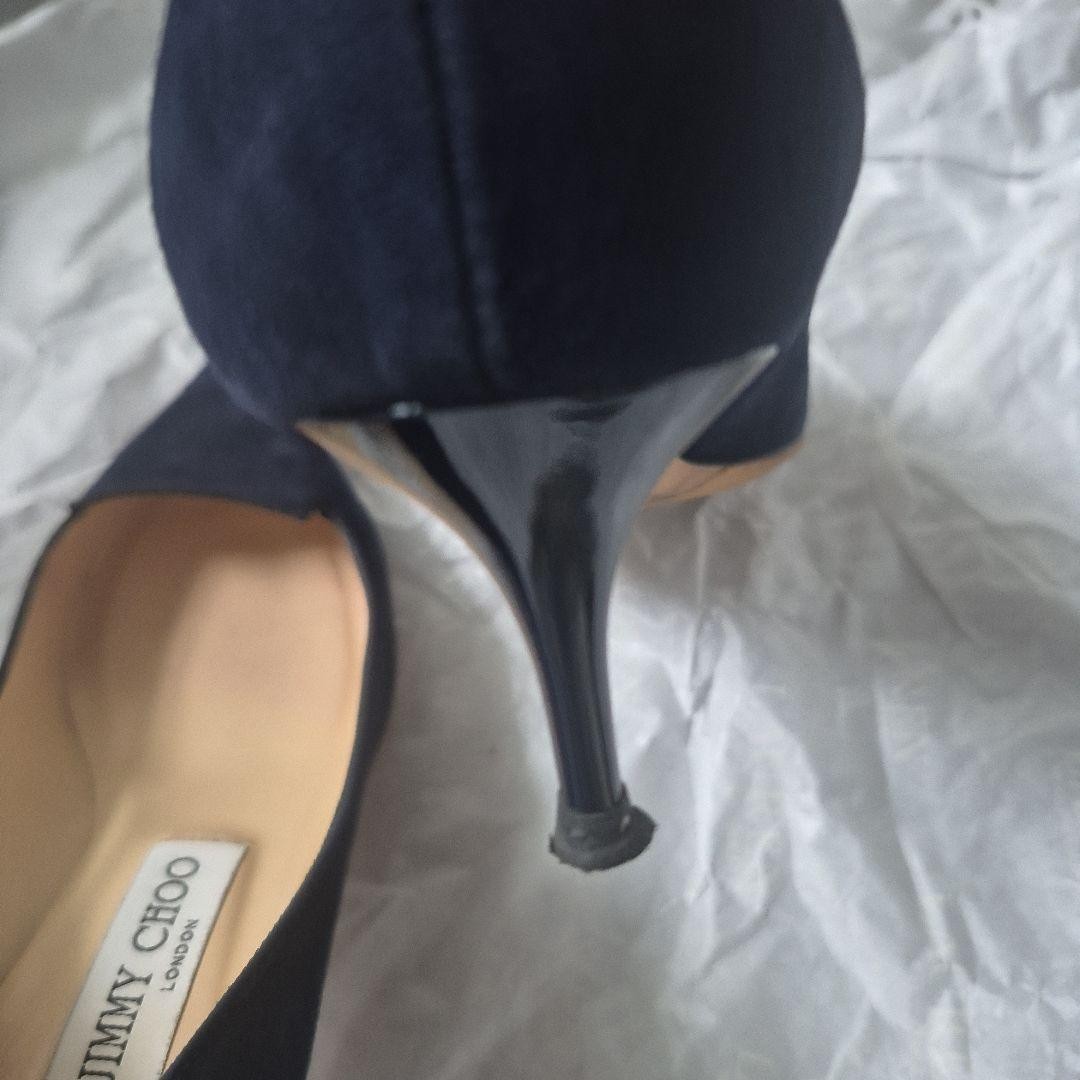 JIMMY CHOO Suede Navy 37.5 Heel