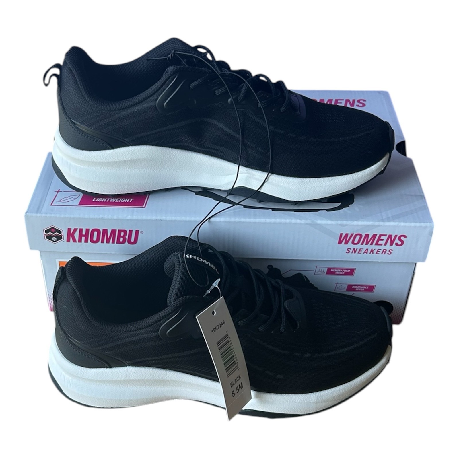 Khombu Women’s Sneaker lightweight Memory Foam Black Size 8.5
