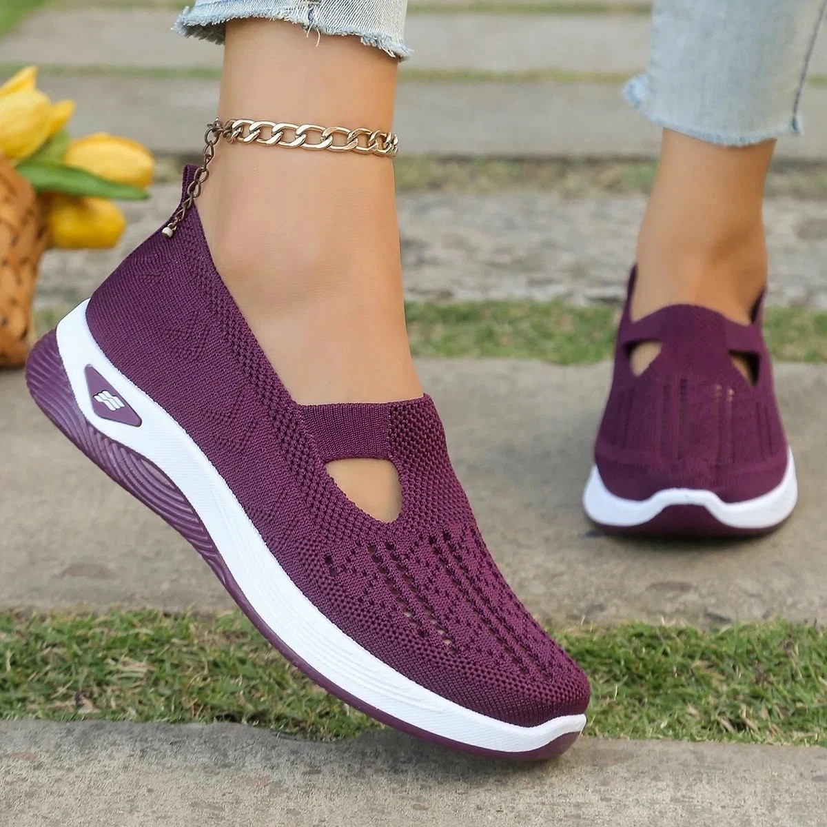 Women’s Breathable Slip On Sneakers Lightweight Orthopedic Summer Walking Shoes