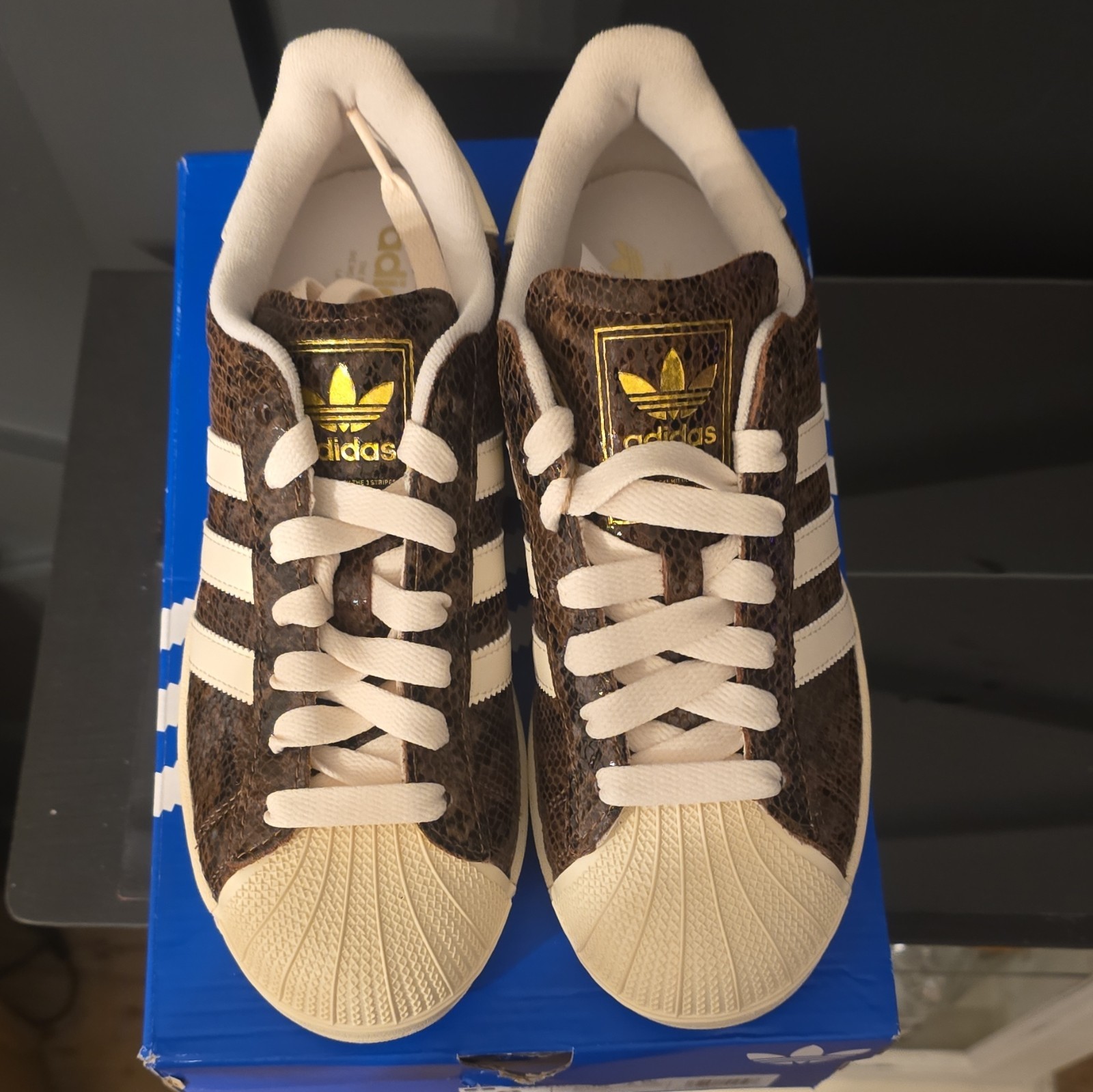 adidas Superstar II W Snakeskin Brown/Cream White Low Top Lace Up Sneaker JP8158