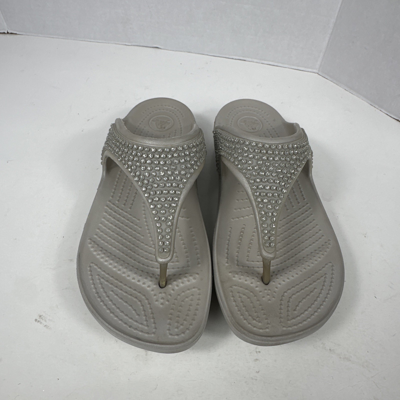 Crocs Monterey Diamante Bling Rhinestone Wedge Flip Flop Sandals Womens Size 9