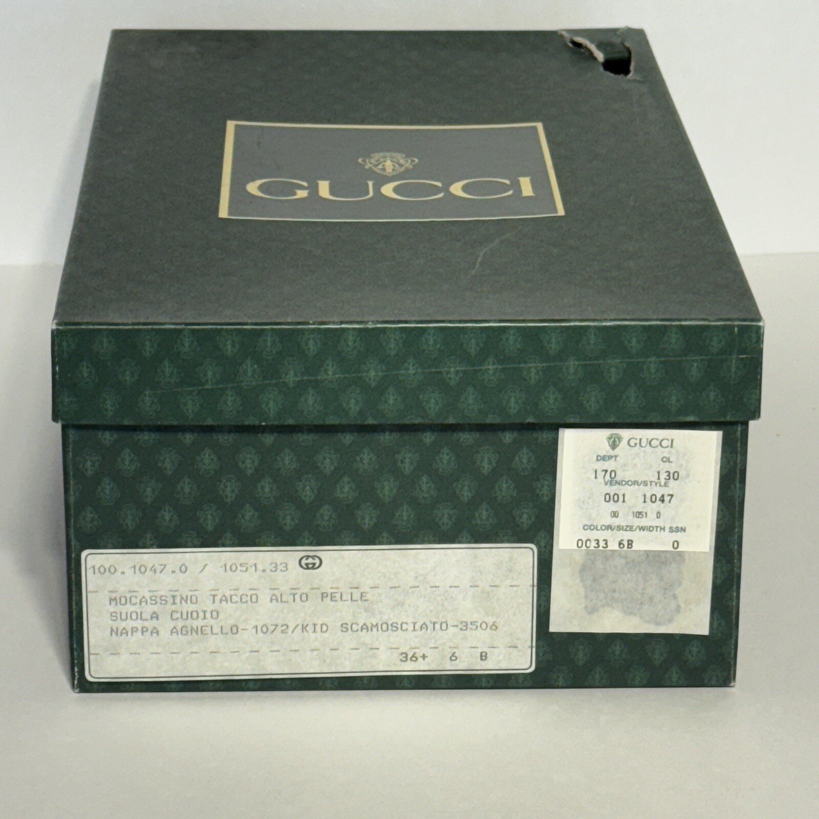Vintage GUCCI Penny Loafer Green Leather Light Green Suede 2.75 in Heel Sz.6 B