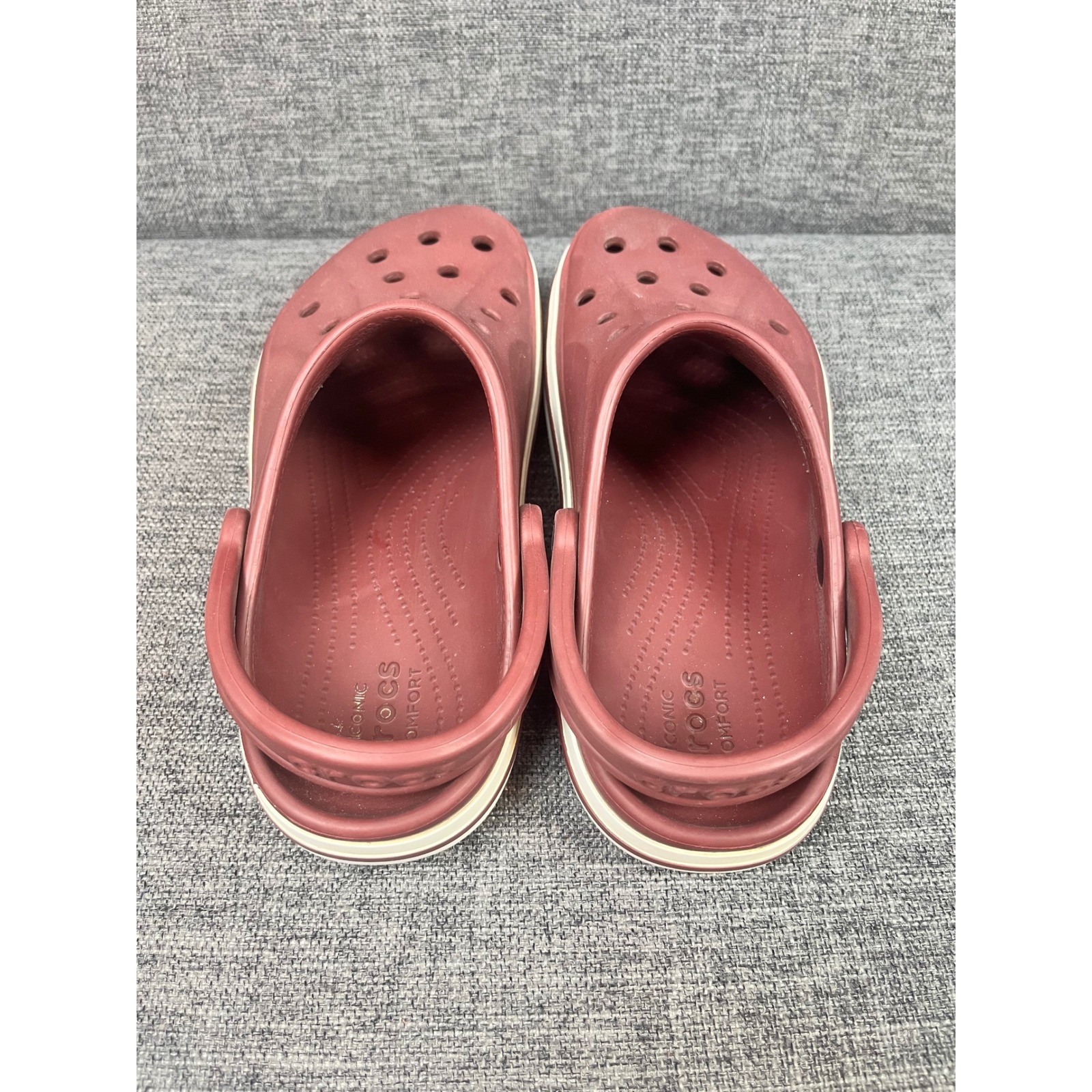 Crocs Bayaband Clog Burgundy White Unisex Comfort Water Shoes M6 W8 Beach Summer