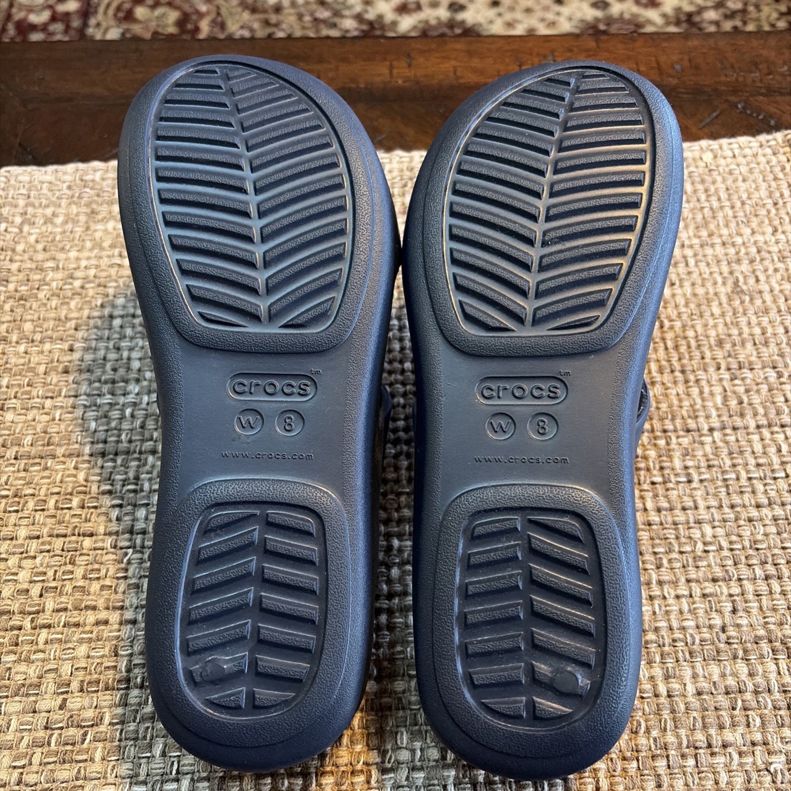 Crocs Monterey Diamante Wedge Slide Sandals Slip On Women 8 Navy Blue 206367